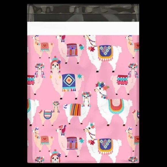 30 Poly Mailers/shipping Bags/ 30 Thank you Stickers - Llamas & plain white - Picture 2 of 3